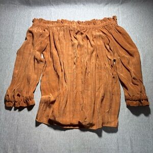 Ann Taylor Factory Rust Off-Shoulder Peasant Blouse
